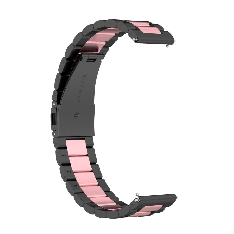 For Huawei Watch 4 / 4 Pro Three Bead Stainless Steel Watch Band(Black Pink) - Watch Bands by PMC Jewellery | Online Shopping South Africa | PMC Jewellery