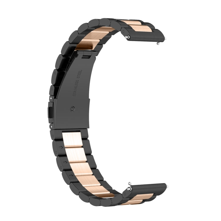 For Huawei Watch 4 / 4 Pro Three Bead Stainless Steel Watch Band(Black Rose Gold) - Watch Bands by PMC Jewellery | Online Shopping South Africa | PMC Jewellery