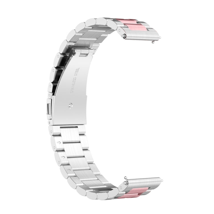 For Huawei Watch 4 / 4 Pro Three Bead Stainless Steel Watch Band(Silver Pink) - Watch Bands by PMC Jewellery | Online Shopping South Africa | PMC Jewellery