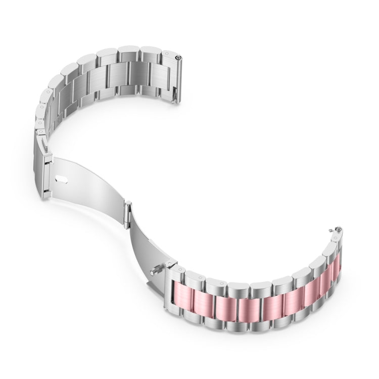 For Huawei Watch 4 / 4 Pro Three Bead Stainless Steel Watch Band(Silver Pink) - Watch Bands by PMC Jewellery | Online Shopping South Africa | PMC Jewellery