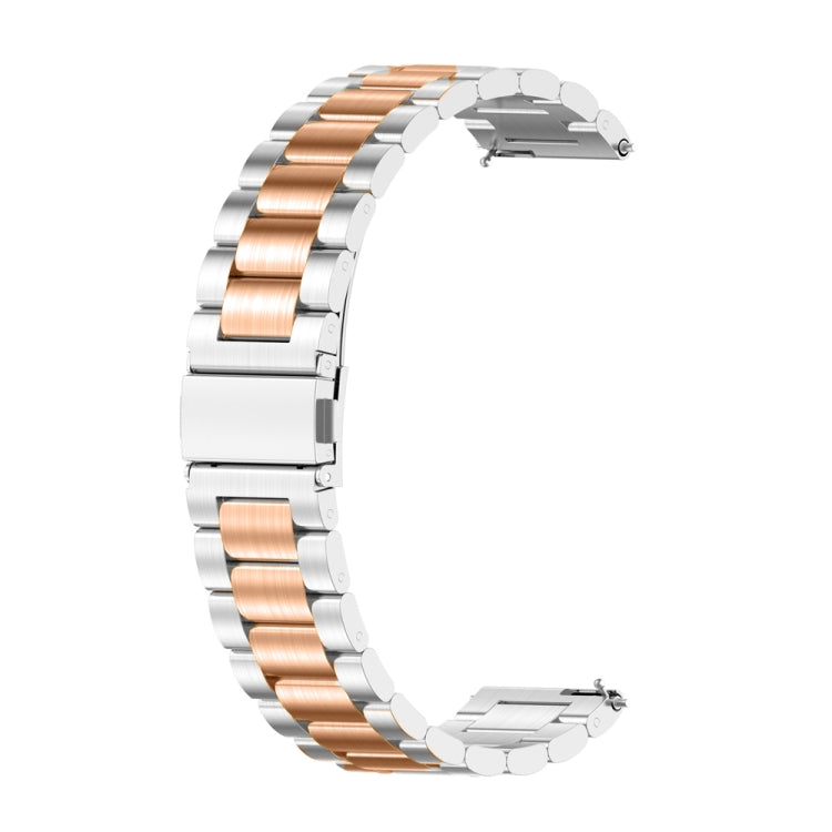 For Huawei Watch 4 / 4 Pro Three Bead Stainless Steel Watch Band(Silver Rose Gold) - Watch Bands by PMC Jewellery | Online Shopping South Africa | PMC Jewellery