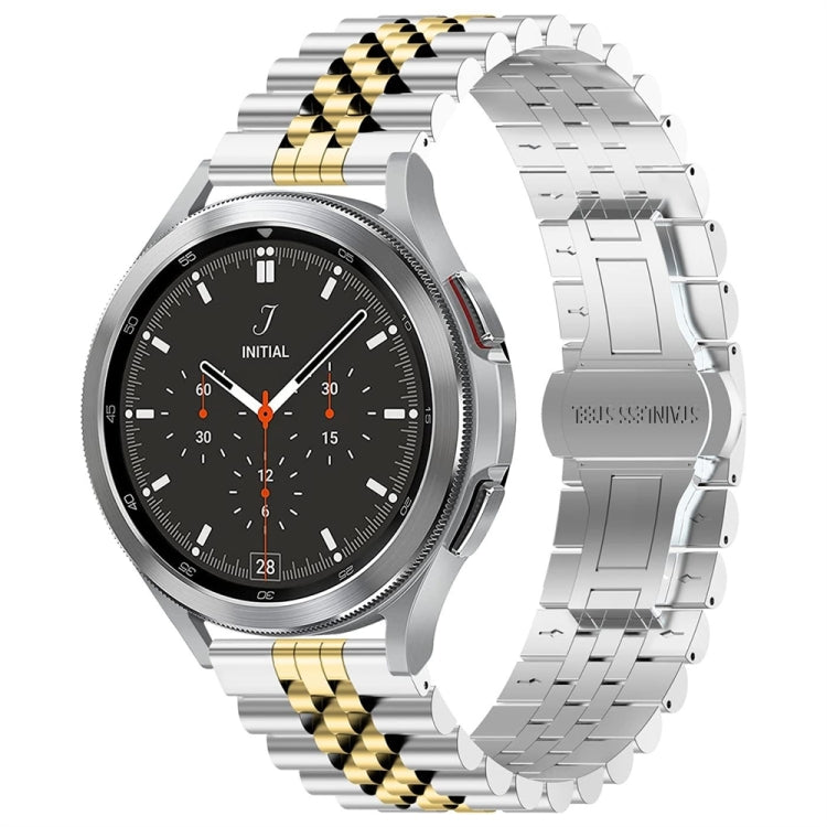 For Huawei Watch 4 / 4 Pro Five Bead Stainless Steel Watch Band(Silver Gold) - Watch Bands by PMC TechLife | Online Shopping South Africa | PMC TechLife