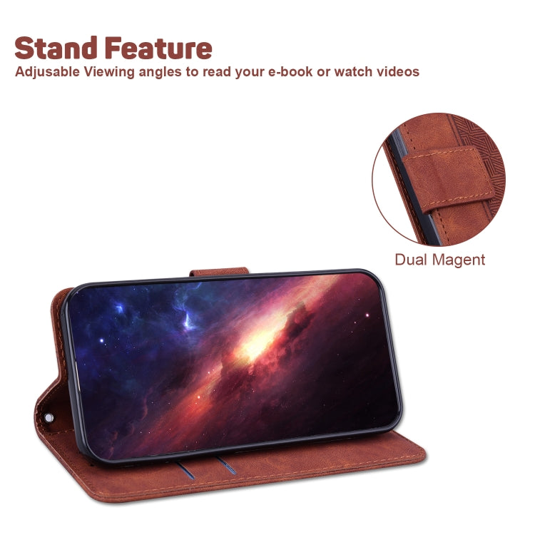 For Motorola Moto G Play 4G 2024 Geometric Embossed Leather Phone Case(Brown) - free shipping - PMC Jewellery - Order now!