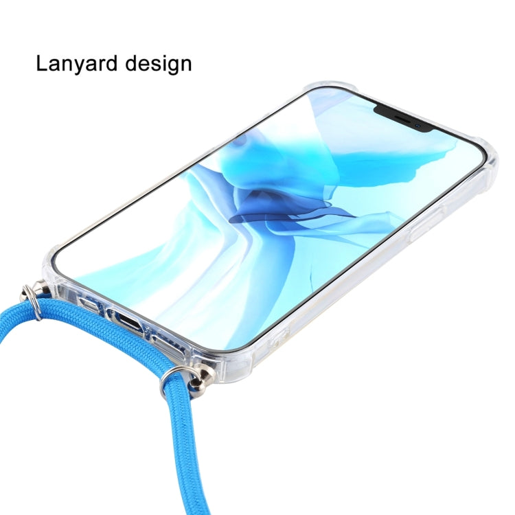 For iPhone 16 Four-Corner Shockproof Transparent TPU Case with Lanyard(White Black) - iPhone 16 Cases by PMC TechLife | Online Shopping South Africa | PMC TechLife | Buy Now Pay Later Mobicred