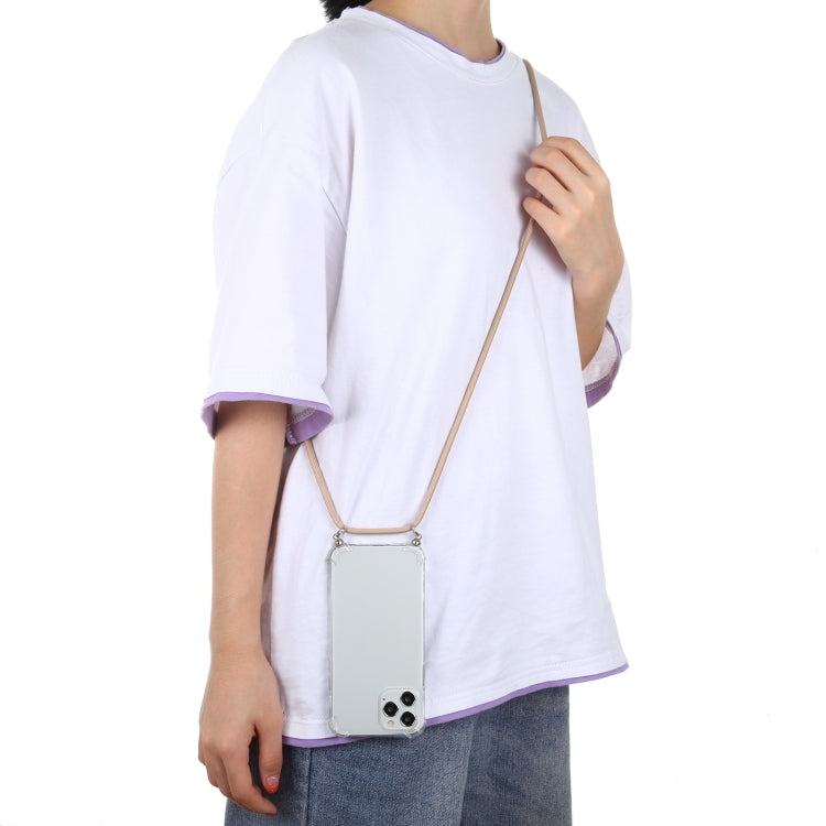 For iPhone 16 Four-Corner Shockproof Transparent TPU Case with Lanyard(White Black) - iPhone 16 Cases by PMC TechLife | Online Shopping South Africa | PMC TechLife | Buy Now Pay Later Mobicred