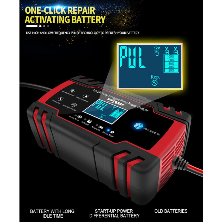 ANHTCzyx 12V 8A  / 24V 4A Automobile Battery Charger Motorcycle Battery Repair Type AGM(EU Plug) - Battery Charger by PMC Jewellery | Online Shopping South Africa | PMC Jewellery | Buy Now Pay Later Mobicred