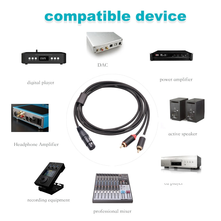 RCA20 XLR Female to Dual RCA Y-Splitter Audio Cable, Length:2m - Microphone Audio Cable & Connector by PMC TechLife | Online Shopping South Africa | PMC TechLife