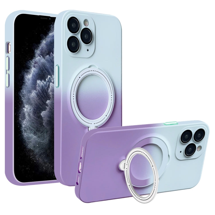 For iPhone 11 Pro Max MagSafe Holder Gradient TPU Phone Case(Gray Purple) - iPhone 11 Pro Max Cases by PMC TechLife | Online Shopping South Africa | PMC TechLife