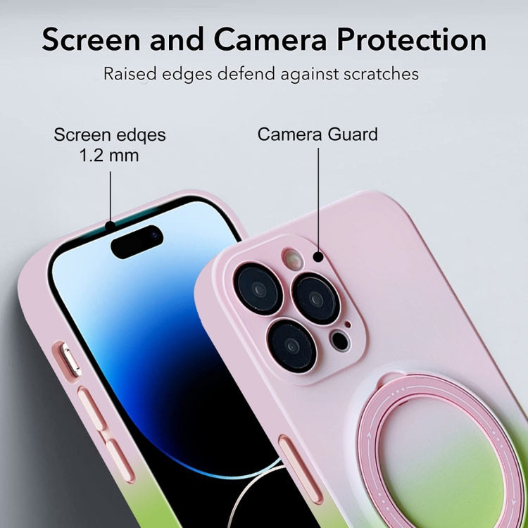 For iPhone 14 Plus MagSafe Holder Gradient TPU Phone Case(Orange Yellow) - iPhone 14 Plus Cases by PMC TechLife | Online Shopping South Africa | PMC TechLife