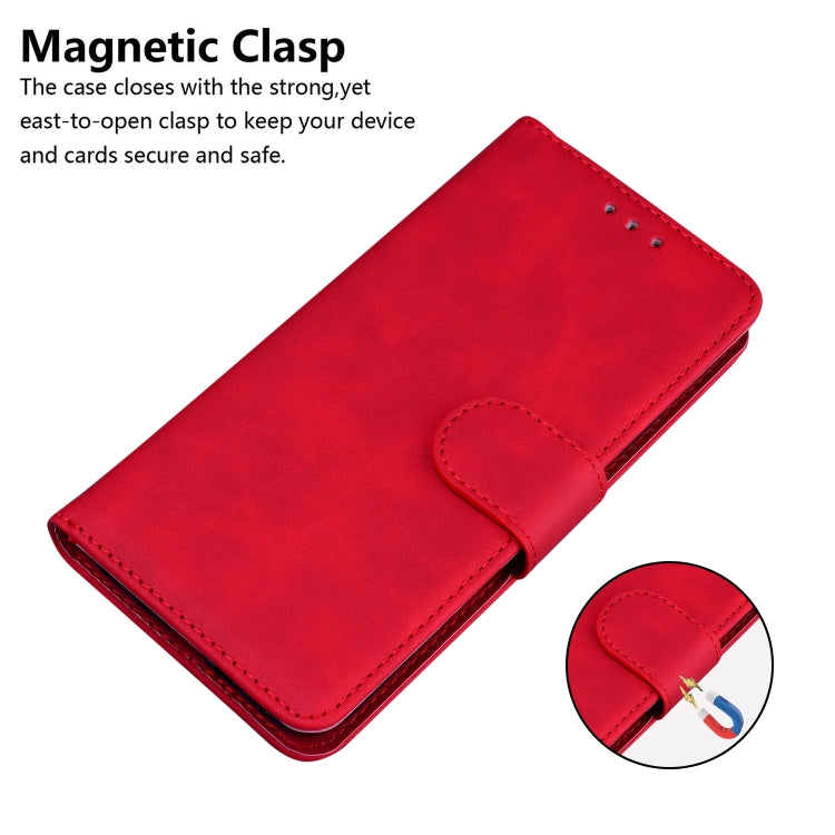 For iPhone 16 Plus Skin Feel Pure Color Flip Leather Phone Case(Red) - iPhone 16 Plus Cases by PMC TechLife | Online Shopping South Africa | PMC TechLife | Buy Now Pay Later Mobicred