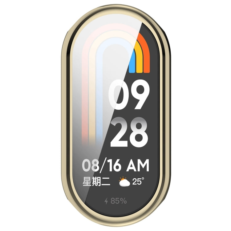 For Xiaomi Mi Band 8 Full Coverage TPU Electroplating Watch Protective Case(Light Gold) - Watch Cases by PMC Jewellery | Online Shopping South Africa | PMC Jewellery