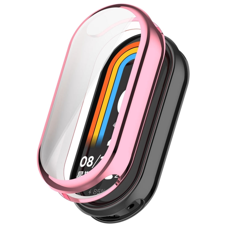 For Xiaomi Mi Band 8 Full Coverage TPU Electroplating Watch Protective Case(Pink) - Watch Cases by PMC Jewellery | Online Shopping South Africa | PMC Jewellery