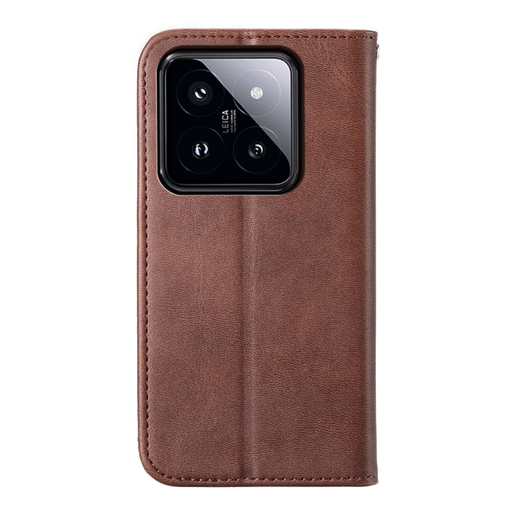 For Xiaomi 14 Pro Cubic Grid Calf Texture Magnetic Leather Phone Case(Brown) - 14 Pro Cases by PMC TechLife | Online Shopping South Africa | PMC TechLife | Buy Now Pay Later Mobicred