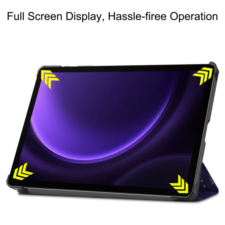 For Samsung Galaxy Tab S9 FE Custer Painted 3-Fold Holder Smart Leather Tablet Case(Milky Way Nebula) - Galaxy Tab S9 FE by PMC TechLife | Online Shopping South Africa | PMC TechLife