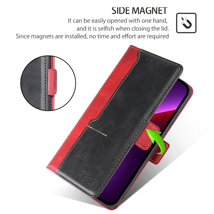 For Honor Magic6 Pro Contrast Color Side Buckle Leather Phone Case(Red + Black) - free shipping - PMC Jewellery - Order now!