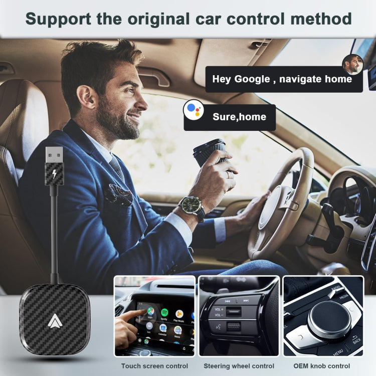 Carbon Fiber USB + USB-C / Type-C Wired to Wireless Carplay Adapter for Android(Black) - free shipping - PMC TechLife - Order now!