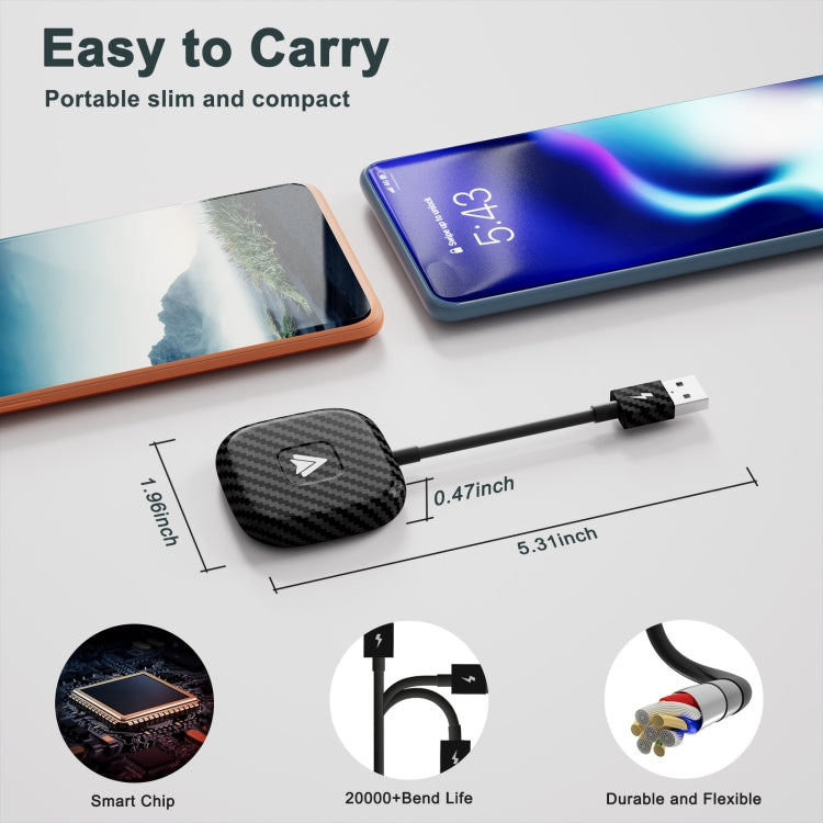 Carbon Fiber USB + USB-C / Type-C Wired to Wireless Carplay Adapter for Android(Black) - free shipping - PMC TechLife - Order now!