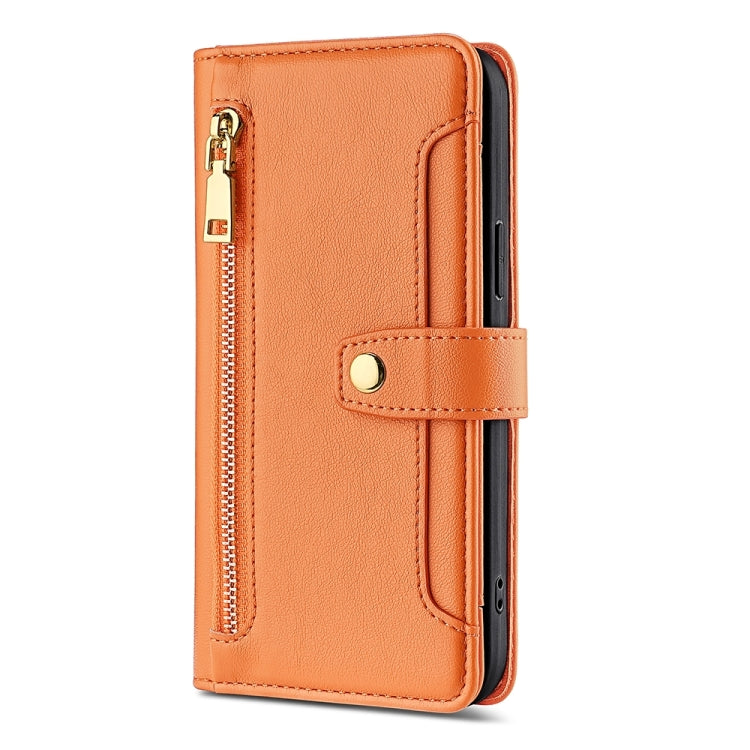 For Honor X6a 4G Sheep Texture Cross-body Zipper Wallet Leather Phone Case(Orange) - Honor Cases by PMC TechLife | Online Shopping South Africa | PMC TechLife | Buy Now Pay Later Mobicred