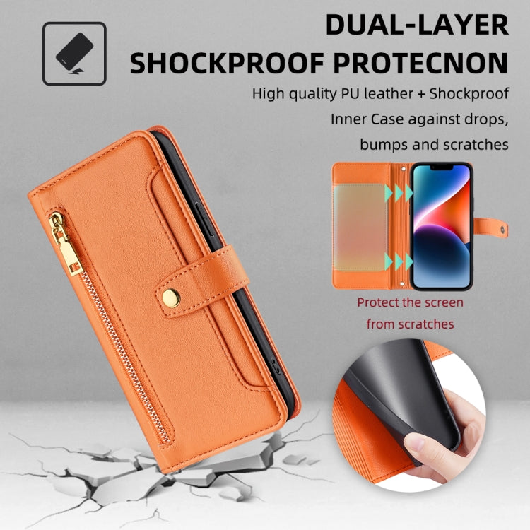 For Honor X7a Sheep Texture Cross-body Zipper Wallet Leather Phone Case(Orange) - Honor Cases by PMC TechLife | Online Shopping South Africa | PMC TechLife | Buy Now Pay Later Mobicred