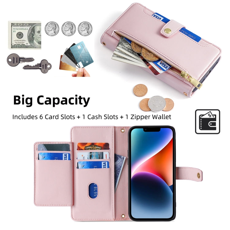 For Honor X7a Sheep Texture Cross-body Zipper Wallet Leather Phone Case(Pink) - Honor Cases by PMC TechLife | Online Shopping South Africa | PMC TechLife | Buy Now Pay Later Mobicred