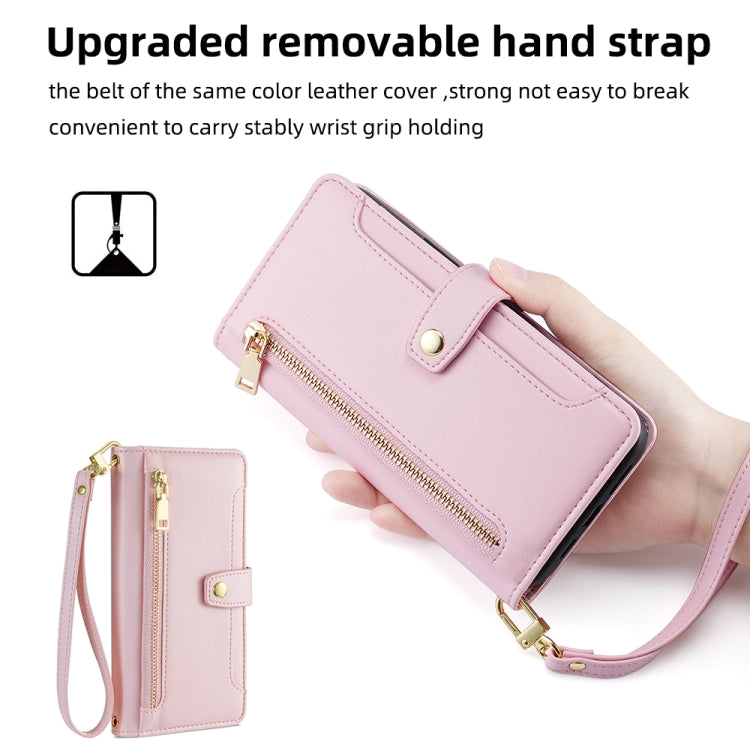 For Honor X9a Sheep Texture Cross-body Zipper Wallet Leather Phone Case(Pink) - Honor Cases by PMC TechLife | Online Shopping South Africa | PMC TechLife | Buy Now Pay Later Mobicred