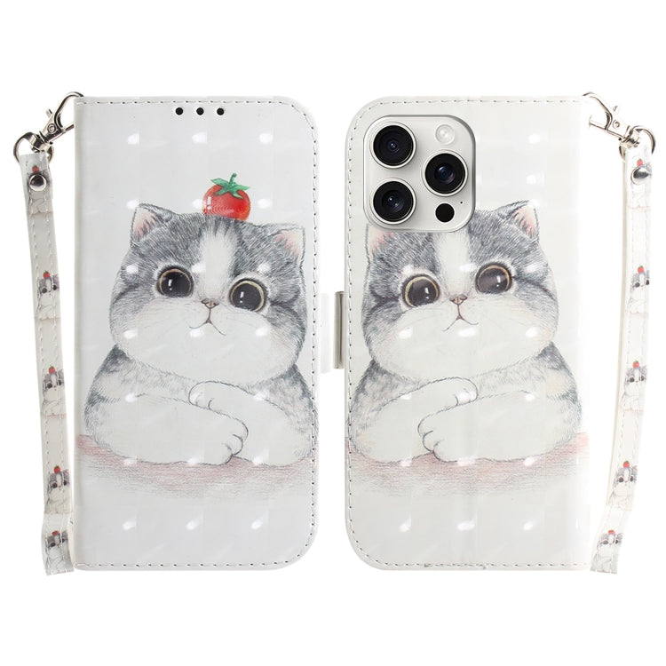 For iPhone 16 Pro Max 3D Colored Horizontal Flip Leather Phone Case(Cute Cat) - iPhone 16 Pro Max Cases by PMC TechLife | Online Shopping South Africa | PMC TechLife | Buy Now Pay Later Mobicred