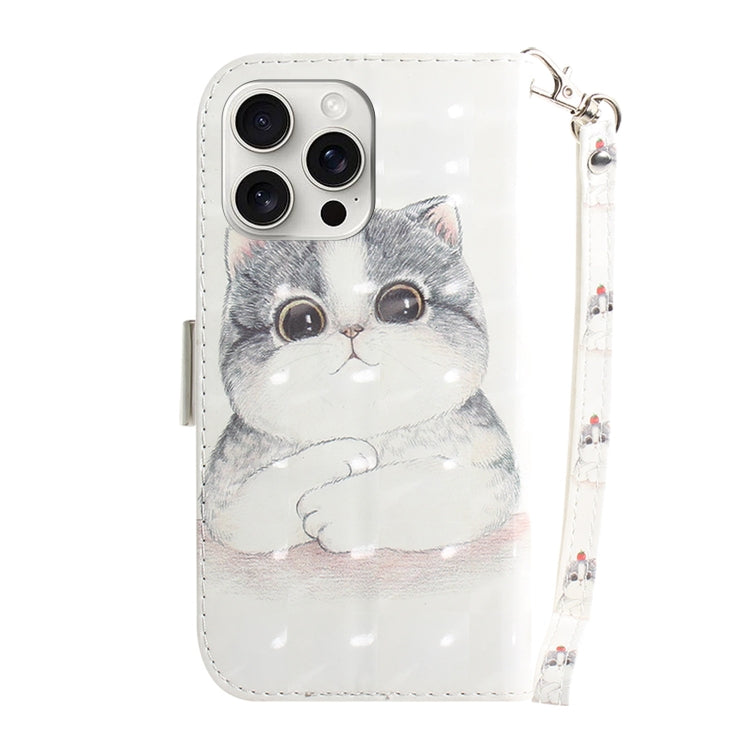 For iPhone 16 Pro Max 3D Colored Horizontal Flip Leather Phone Case(Cute Cat) - iPhone 16 Pro Max Cases by PMC TechLife | Online Shopping South Africa | PMC TechLife | Buy Now Pay Later Mobicred