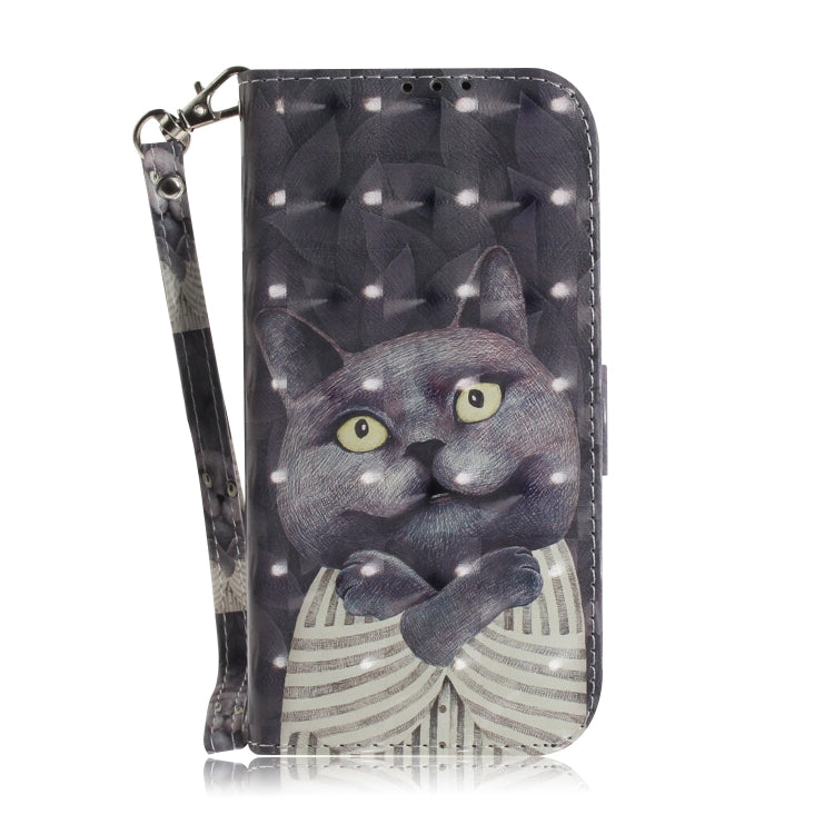 For iPhone 16 3D Colored Horizontal Flip Leather Phone Case(Hug Cat) - iPhone 16 Cases by PMC TechLife | Online Shopping South Africa | PMC TechLife | Buy Now Pay Later Mobicred