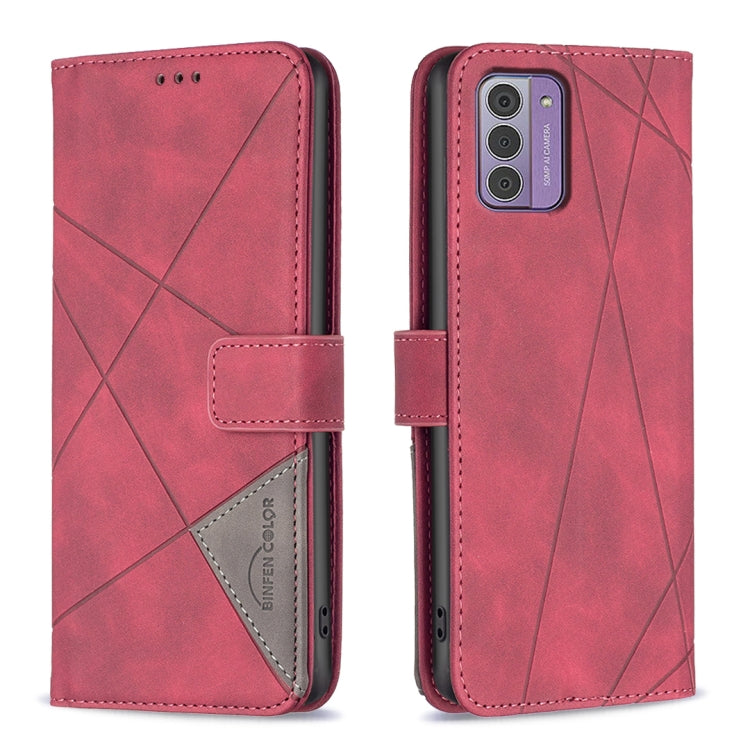 For Nokia G42 Magnetic Buckle Rhombus Texture Leather Phone Case(Red) - Nokia Cases by PMC Jewellery | Online Shopping South Africa | PMC Jewellery