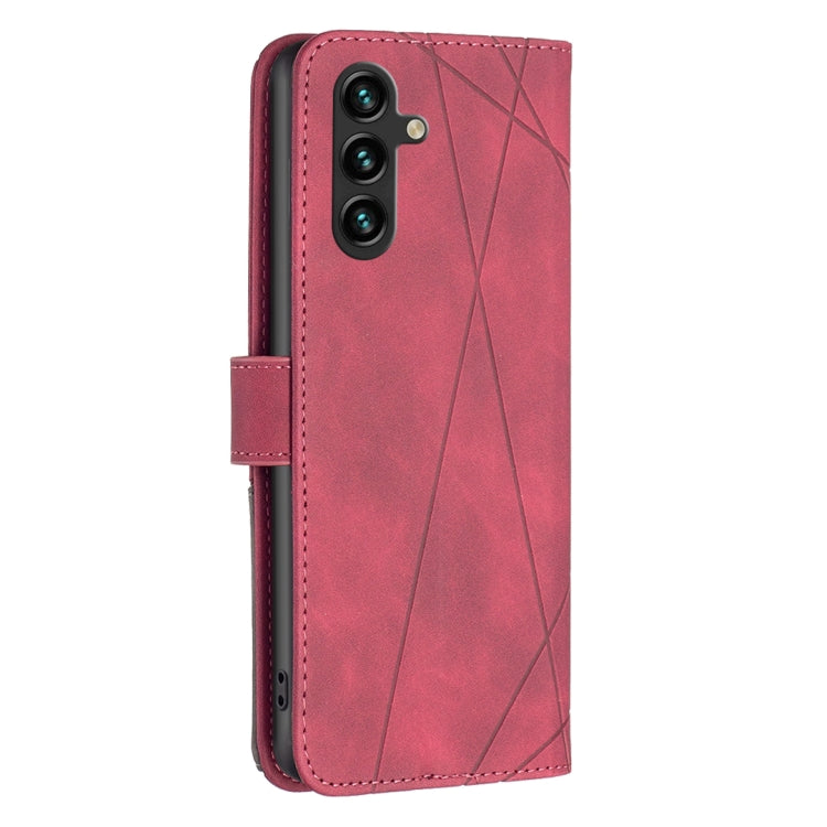For Samsung Galaxy A55 Magnetic Buckle Rhombus Texture Leather Phone Case(Red) - Galaxy Phone Cases by PMC TechLife | Online Shopping South Africa | PMC TechLife | Buy Now Pay Later Mobicred