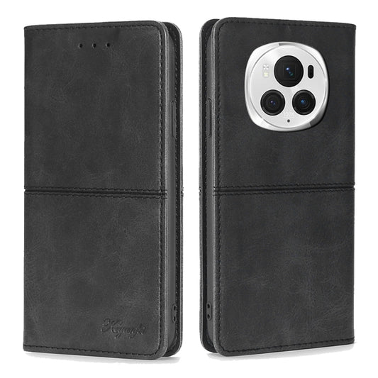 For Honor Magic6 Pro Cow Texture Magnetic Leather Phone Case(Black) - Honor Cases by PMC Jewellery | Online Shopping South Africa | PMC Jewellery | Buy Now Pay Later Mobicred