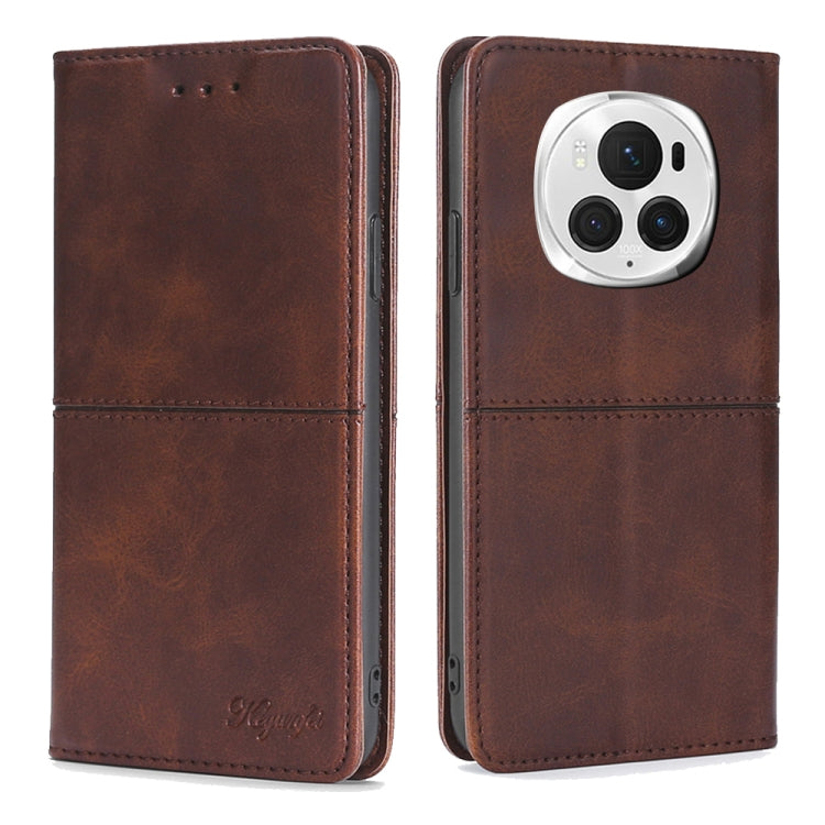 For Honor Magic6 Pro Cow Texture Magnetic Leather Phone Case(Dark Brown) - Honor Cases by PMC Jewellery | Online Shopping South Africa | PMC Jewellery | Buy Now Pay Later Mobicred