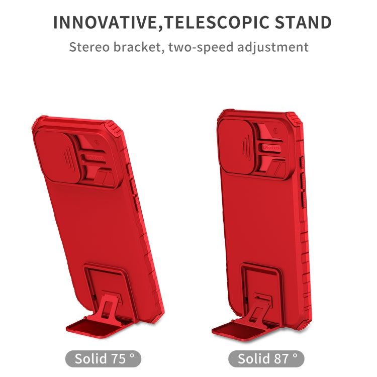 For iPhone 16 Pro Stereoscopic Holder Sliding Camshield Phone Case(Red) - free shipping - PMC TechLife - Order now!