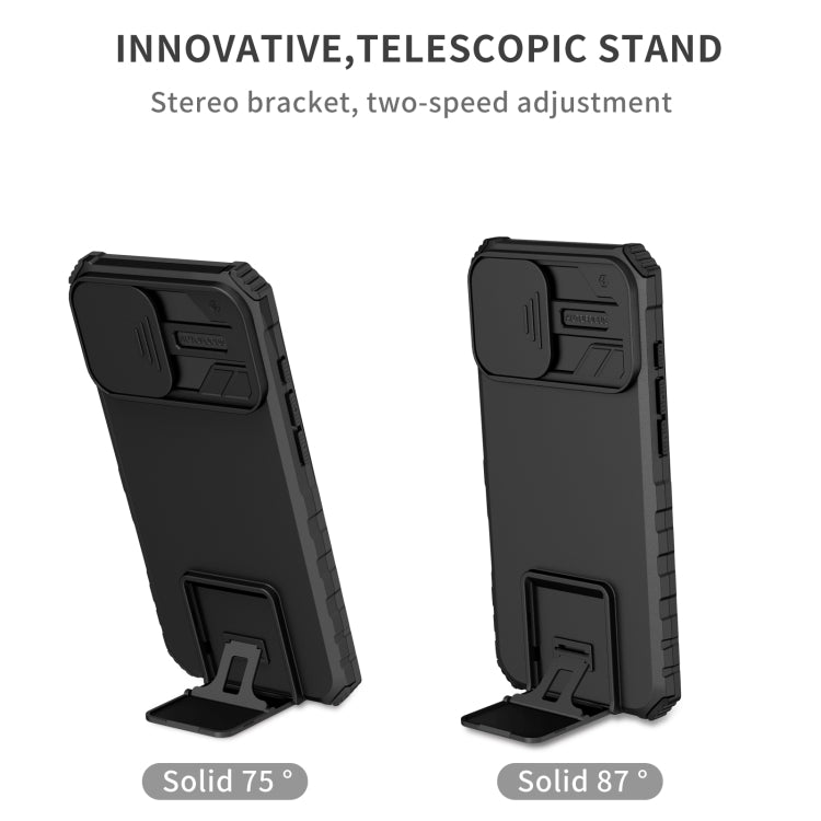 For iPhone 16 Plus Stereoscopic Holder Sliding Camshield Phone Case(Black) - iPhone 16 Plus Cases by PMC TechLife | Online Shopping South Africa | PMC TechLife | Buy Now Pay Later Mobicred