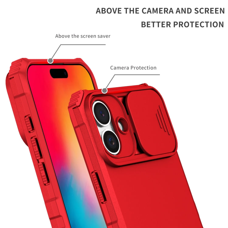 For iPhone 16 Plus Stereoscopic Holder Sliding Camshield Phone Case(Red) - iPhone 16 Plus Cases by PMC TechLife | Online Shopping South Africa | PMC TechLife | Buy Now Pay Later Mobicred