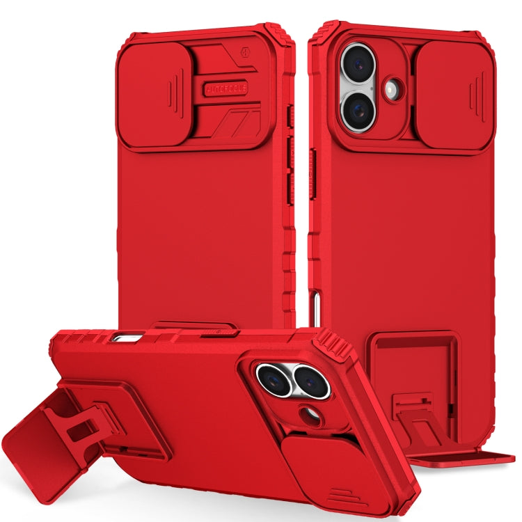 For iPhone 16 Stereoscopic Holder Sliding Camshield Phone Case(Red) - iPhone 16 Cases by PMC TechLife | Online Shopping South Africa | PMC TechLife | Buy Now Pay Later Mobicred