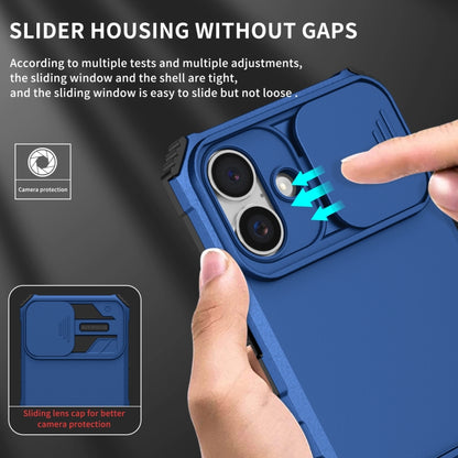 For iPhone 16 Stereoscopic Holder Sliding Camshield Phone Case(Blue) - iPhone 16 Cases by PMC Jewellery | Online Shopping South Africa | PMC Jewellery | Buy Now Pay Later Mobicred