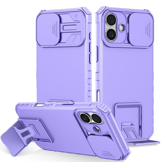 For iPhone 16 Stereoscopic Holder Sliding Camshield Phone Case(Purple) - iPhone 16 Cases by PMC Jewellery | Online Shopping South Africa | PMC Jewellery | Buy Now Pay Later Mobicred