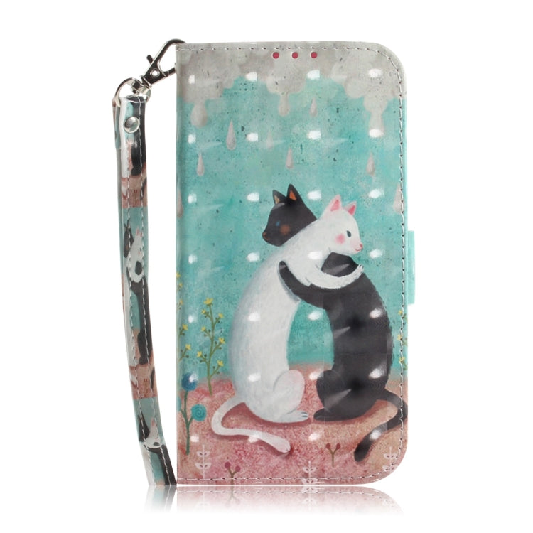 For Motorola Edge 2024 3D Colored Flip Leather Phone Case(Black White Cat) - Motorola Cases by PMC Jewellery | Online Shopping South Africa | PMC Jewellery | Buy Now Pay Later Mobicred