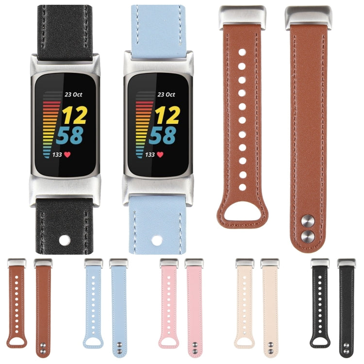 For Fitbit Charge 5 PU Leather Replacement Watch Band(Pink) - Watch Bands by PMC TechLife | Online Shopping South Africa | PMC TechLife | Buy Now Pay Later Mobicred
