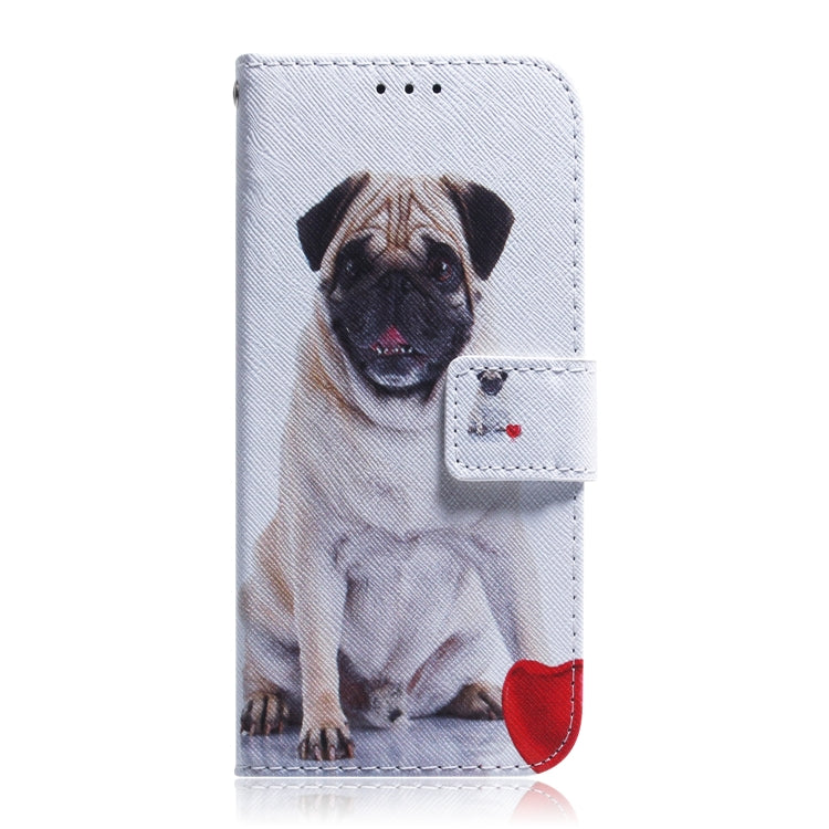 For iPhone 16e Coloured Drawing Flip Leather Phone Case(Pug) - iPhone 16e Cases by PMC TechLife | Online Shopping South Africa | PMC TechLife | Buy Now Pay Later Mobicred