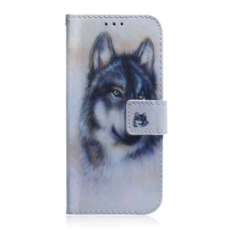 For iPhone 16 Coloured Drawing Flip Leather Phone Case(White Wolf) - iPhone 16 Cases by PMC TechLife | Online Shopping South Africa | PMC TechLife | Buy Now Pay Later Mobicred