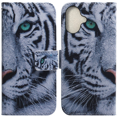 For iPhone 16 Plus Coloured Drawing Flip Leather Phone Case(Tiger) - iPhone 16 Plus Cases by PMC Jewellery | Online Shopping South Africa | PMC Jewellery | Buy Now Pay Later Mobicred