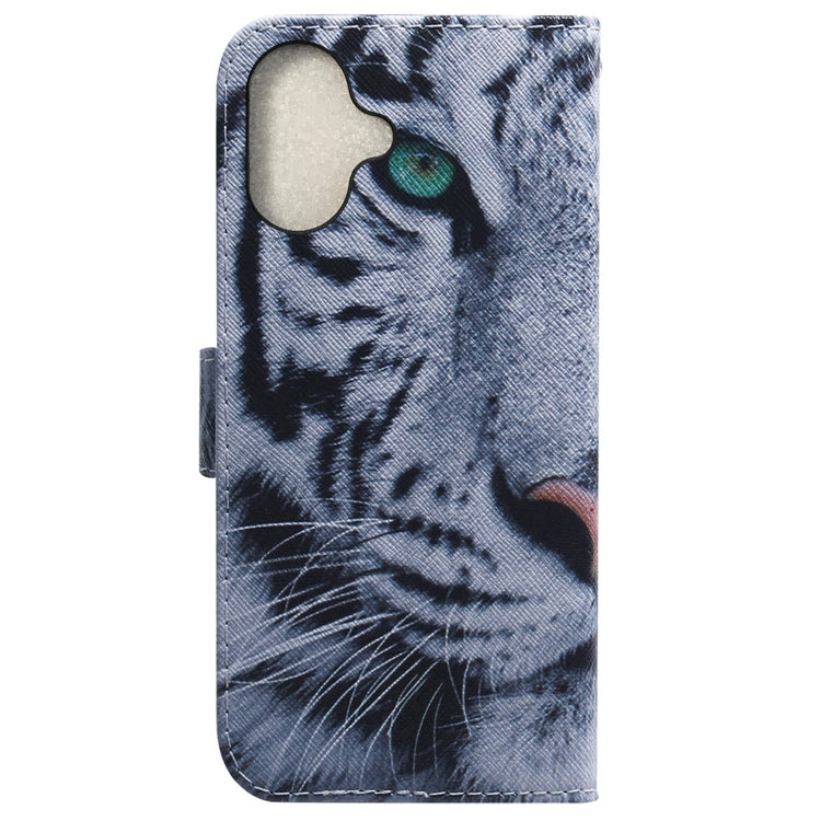 For iPhone 16 Plus Coloured Drawing Flip Leather Phone Case(Tiger) - iPhone 16 Plus Cases by PMC Jewellery | Online Shopping South Africa | PMC Jewellery | Buy Now Pay Later Mobicred