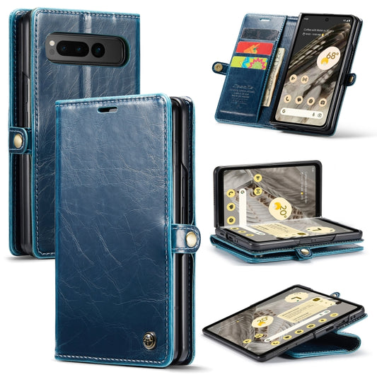 For Google Pixel Fold CaseMe 003 Crazy Horse Texture Leather Phone Case(Blue) - Google Cases by CaseMe | Online Shopping South Africa | PMC Jewellery | Buy Now Pay Later Mobicred