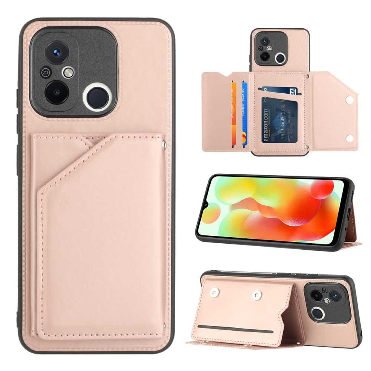 For Xiaomi Redmi 12C / 11A Skin Feel PU + TPU + PC Card Slots Phone Case(Rose Gold) - Xiaomi Cases by PMC Jewellery | Online Shopping South Africa | PMC Jewellery | Buy Now Pay Later Mobicred