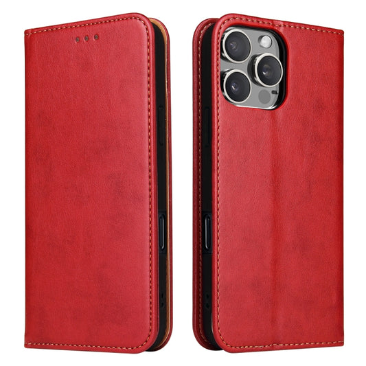 For iPhone 16 Pro Fierre Shann PU Genuine Leather Texture Phone Case(Red) - iPhone 16 Pro Cases by FIERRE SHANN | Online Shopping South Africa | PMC Jewellery | Buy Now Pay Later Mobicred