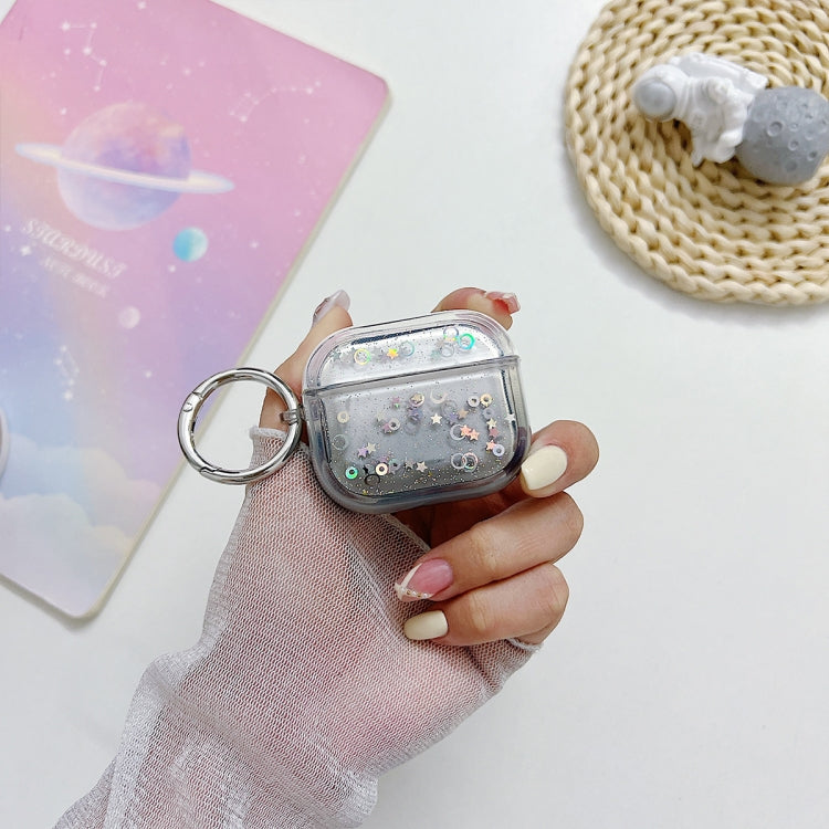 For AirPods Pro Transparent Glitter Bluetooth Earphone Protective Case(Black) - For AirPods Pro by PMC Jewellery | Online Shopping South Africa | PMC Jewellery | Buy Now Pay Later Mobicred