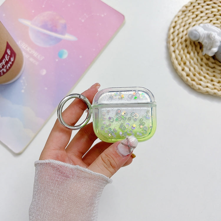 For AirPods Pro Transparent Glitter Bluetooth Earphone Protective Case(Green) - For AirPods Pro by PMC Jewellery | Online Shopping South Africa | PMC Jewellery | Buy Now Pay Later Mobicred