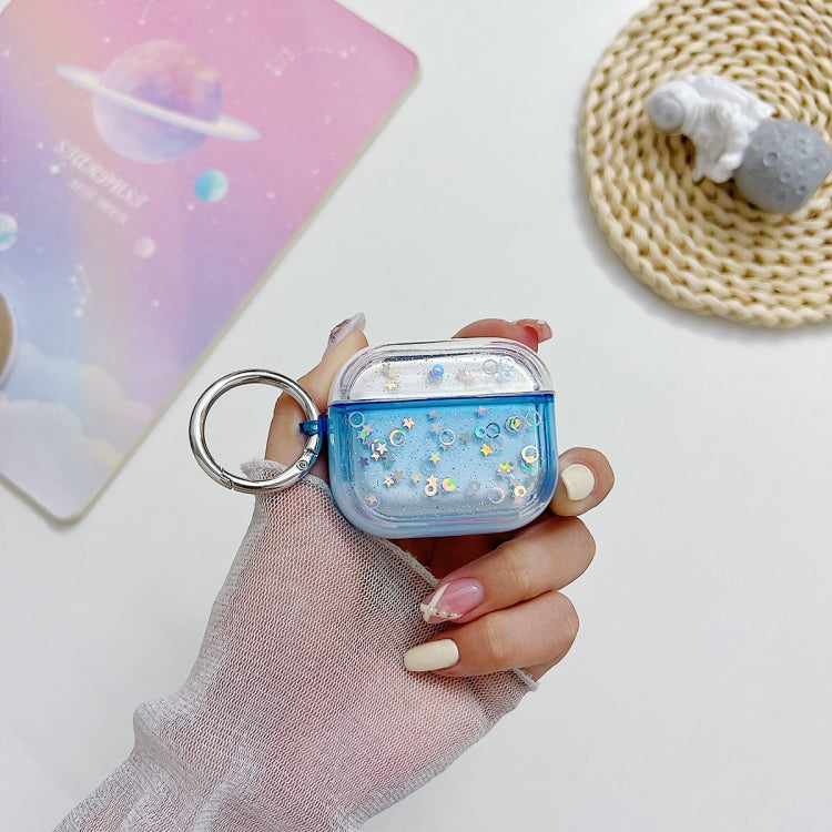 For AirPods Pro 2 Transparent Glitter Bluetooth Earphone Protective Case(Dark Blue) - For AirPods Pro 2 by PMC Jewellery | Online Shopping South Africa | PMC Jewellery | Buy Now Pay Later Mobicred